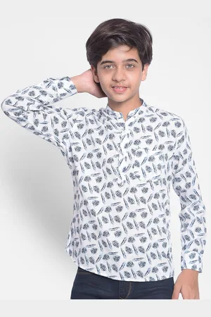 Crimsoune Club Boys Floral Printed Mandarin Collar Kurta