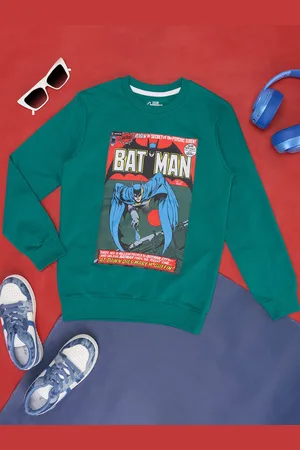 Pantaloons Boys Batman Graphic Printed Cotton Pullover Sweatshirt