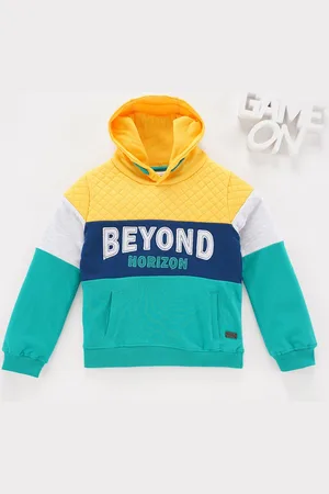 Ed-a-Mamma Boys Colourblocked Hooded Cotton Sweatshirt