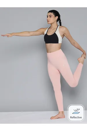 HRX Women Striped Seamless Rapid-Dry Yoga Tights