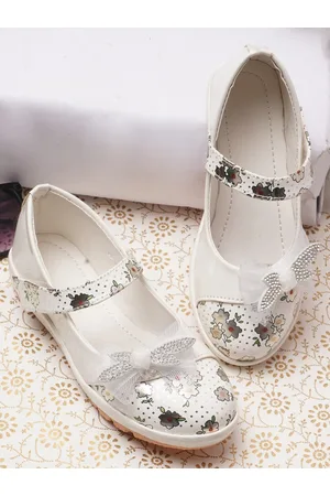 BAESD Girls Floral Printed Bow Embellished Ballerinas
