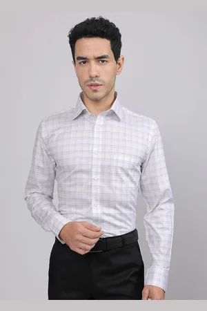 LOUIS STITCH Comfort Checked Spread Collar Cotton Formal Shirt
