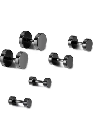 KRYSTALZ Men Set Of 3 Stainless Steel Classic Studs