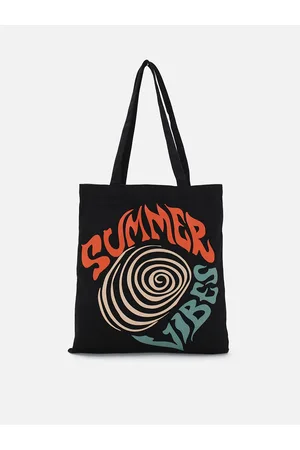 Forever 21 Black Typography Printed Oversized Shopper Pure Cotton Tote Bag