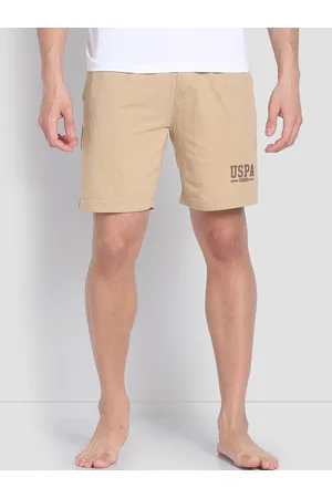 U.S. Polo Assn. Men Mid Rise Logo IYBF Knitted Cotton Lounge Shorts