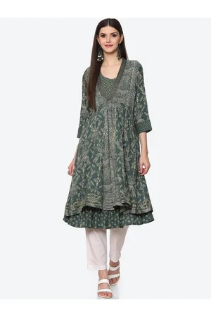 Biba Women Green Printed Anarkali Kurta