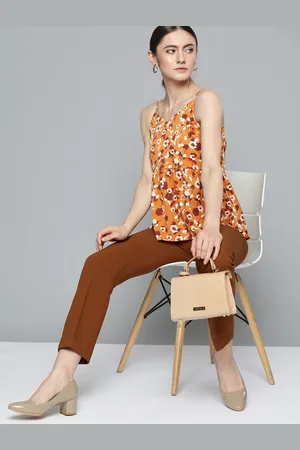 Chemistry Women Floral Print Shoulder Straps Wove A-Line Top