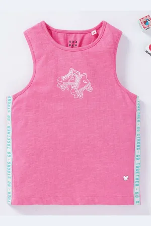 Ed-a-Mamma Girls Pink Printed Outdoor Cotton T-shirt