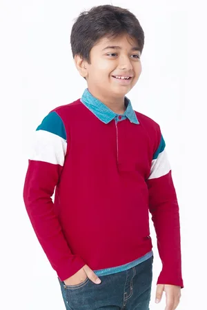 Ed-a-Mamma Boys Colourblocked Polo Collar T-shirt