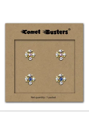 Comet Busters Gold-Plated Contemporary Non Piercing Stick On Stud Earrings