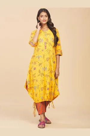 Fabindia Floral Tiered Pure Cotton Kurta