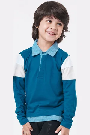 Ed-a-Mamma Boys Colourblocked Polo Collar Cotton Regular Fit T-Shirt
