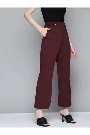 Chemistry Women Tab Detail Flared Pleated Trousers