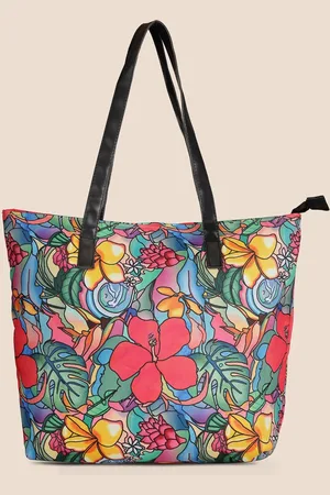 DressBerry Pink & Blue Floral Printed Oversized Shopper Tote Bag