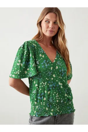 Dorothy Perkins Floral Print Smocked Detail Wrap Top