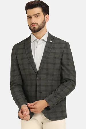 Blackberrys Slim-Fit Checked Notched Lapel Collar Single-breasted Formal Blazer