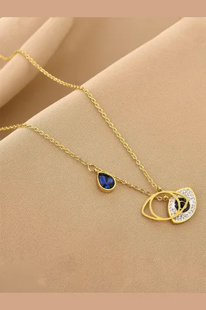 Designs & You Gold-Plated American Diamond Studded Pendant With Chain