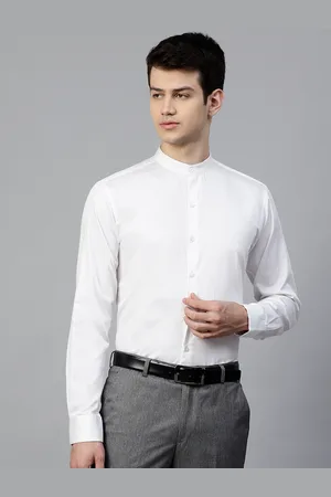 MANQ Men White Slim Fit Solid Smart Casual Shirt
