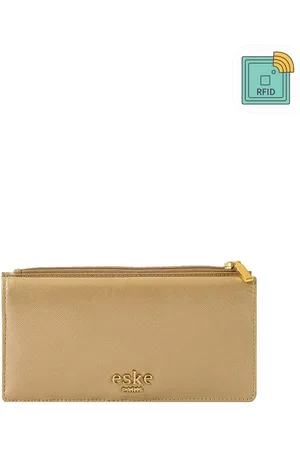 Eske Women Gold-Toned Textured Leather Two Fold Wallet