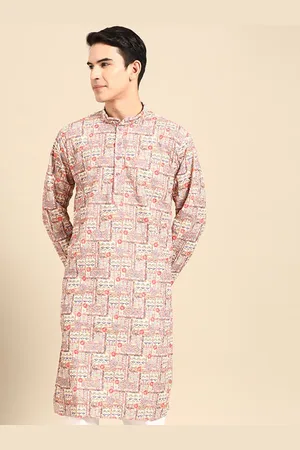 MANQ Floral Thread Work Cotton Kurta