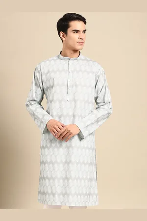 MANQ Ethnic Motifs Printed Pure Cotton Straight Kurta
