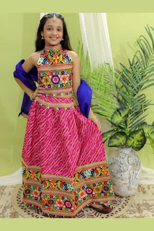 BownBee Girls Halter Neck Ready to Wear Lehenga & Blouse With Dupatta