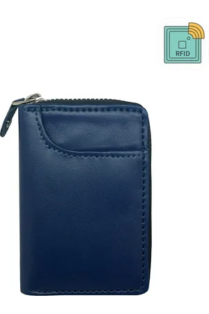 GREEN DRAGONFLY Navy Blue Zip Detail PU Zip Around Wallet