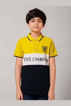 Provogue Boys Colourblocked Polo Collar Cotton T-shirt