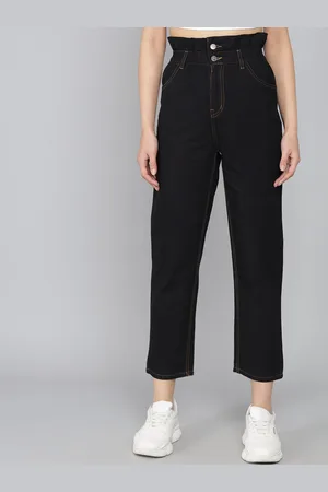 KOTTY Women Black Boyfriend Fit High-Rise Pure Cotton Jeans