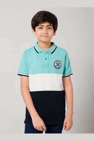 Provogue Boys Colourblocked Polo Collar Cotton T-shirt