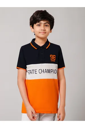 Provogue Boys Colourblocked Polo Collar Cotton T-shirt