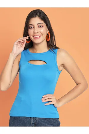 CHARMGAL Ribbed Cut Out Fitted Modal Top