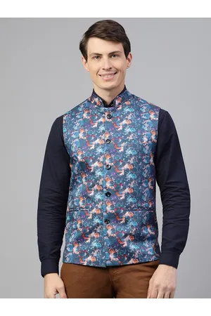 Richlook Abstract Printed Mandarin Collar Nehru Jacket