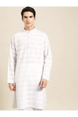 MANQ Ethnic Motifs Printed Mandarin Collar Long Sleeves Straight Pure Cotton Kurta