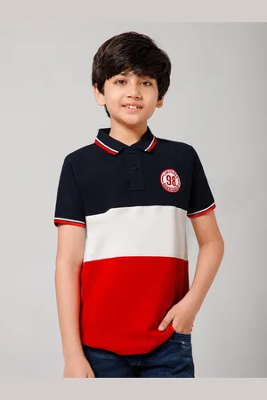 Provogue Boys Colourblocked Polo Collar Applique T-shirt
