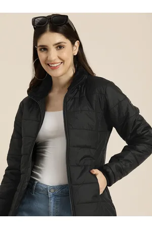 HERE&NOW Solid Mock-Collar Puffer Jacket