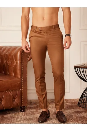 Buy Dennison DENNISON Men Brown Smart Tapered Fit Trousers at Redfynd