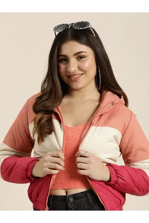 HERE&NOW Colourblocked Hooded Puffer Jacket