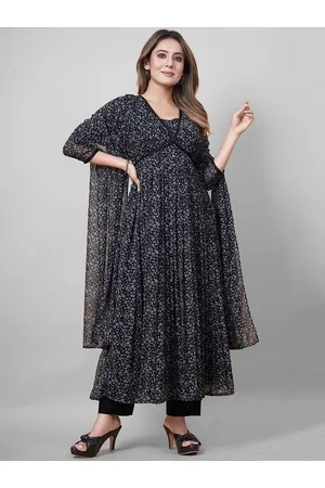 CHANSI Floral Printed Empire Anarkali Kurta & Trousers With Dupatta