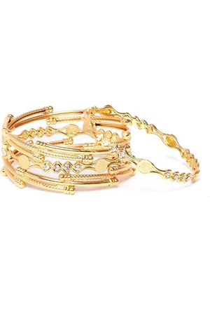 Anouk Set Of 4 Gold Plated Traditional Artificial Stones Studded Bangles