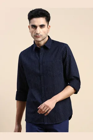Invictus Vertical Striped Sport Slim Fit Twill Cotton Casual Shirt