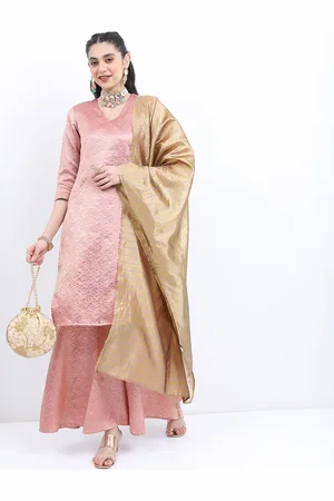 Ketch Floral Woven Design Regular Zari Kurta With Sharara & Dupatta