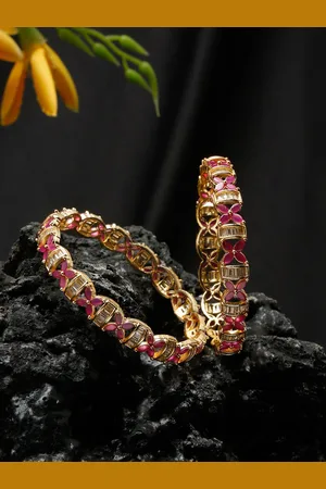 Anouk Set Of 2 Gold Plated Stone Studded Bangles