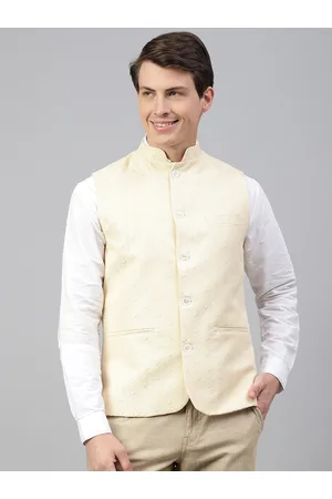 Richlook Woven Design Mandarin Collar Nehru Jacket