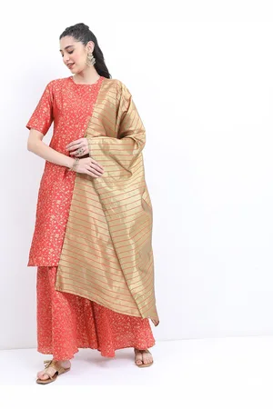 Ketch Ethnic Motifs Woven Design Regular Zari Kurta With Sharara & Dupatta