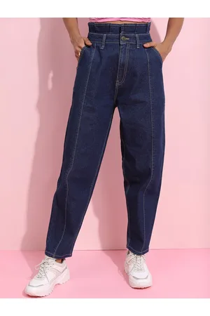 Tokyo Talkies Women Blue Relaxed Fit Mid-Raise Clean Look Cropped Jeans