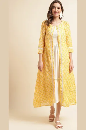 Sangria Sleeveless Smocked Tiered Fit & Flared Ethnic Dress with Shrug