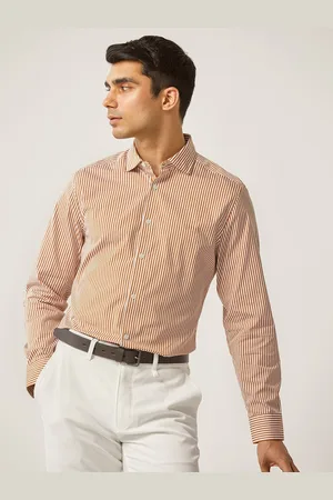 Andamen Premium Striped Cutaway Collar Cotton Formal Shirt