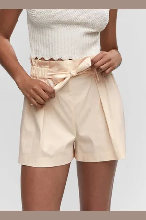 MANGO Women High-Rise Paperbag Shorts