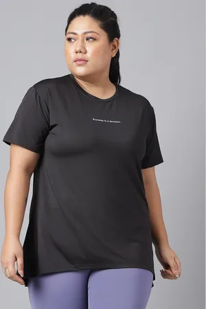 MKH Women Plus Size Typography Printed Dri-FIT Relaxed Fit T-shirt